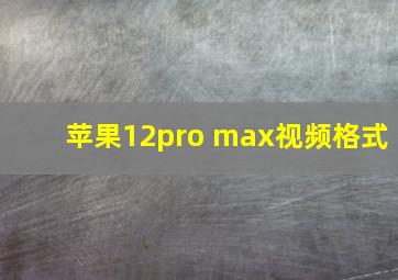 苹果12pro max视频格式